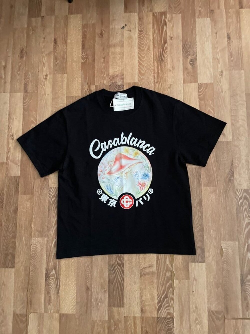 Casablanca Black Mushroom Graphic Short Sleeve T-Shirt Size M